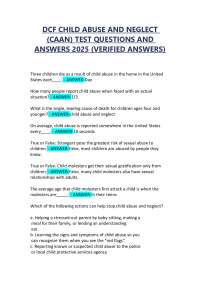 Child Abuse and Neglect (CAAN) Test Questions and Answers