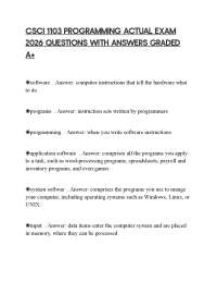 CSCI 1103 PROGRAMMING ACTUAL EXAM 2026 QUESTIONS WITH ANSWERS GRADED A+