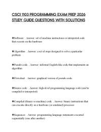 CSCI 1103 PROGRAMMING EXAM PREP 2026 STUDY GUIDE QUESTIONS WITH SOLUTIONS