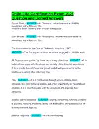 Child Life Certification Exam 2025: Questions and Answers