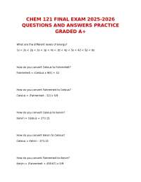 CHEM 121 Final Exam Practice Questions and Answers