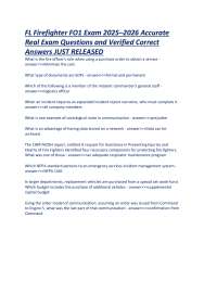 FL Firefighter FO1 Exam 2025-2026: Questions and Answers