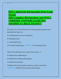 RETA Industrial Refrigeration Exam Questions and Answers 2025