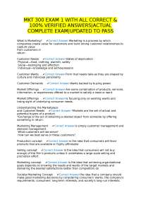 Marketing Exam 1: Questions and Verified Answers