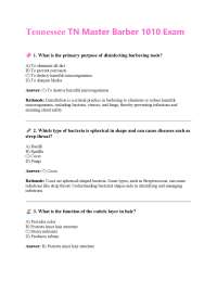 Tennessee TN Master Barber 1010 Exam Questions & Answers Solved 100% Correct!!