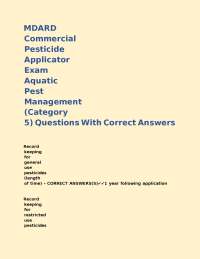 Aquatic Pest Management Exam Questions and Answers