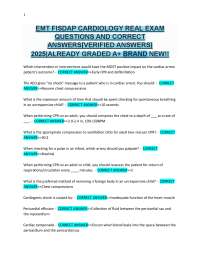 EMT Cardiology Exam Questions and Answers 2025