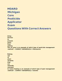 Pesticide Applicator Exam Questions with Correct Answers