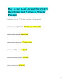 MA Permit Test Questions and Answers 2026/2027