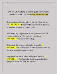 EPA 608 Universal Certification Exam: Questions and Answers for Technicians