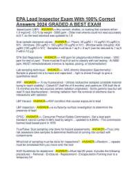 EPA Lead Inspector Exam Q&A: 100% Correct Answers 2024
