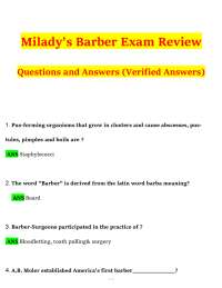 Milady’s Barber Exam Review 2025 | Verified Q&A | 100% Pass Guarantee | A+