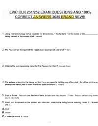 Epic CLN 251/252 Exam Questions and Answers