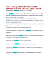 EPA Lead Inspector Exam: Key Terms and Definitions