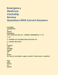 Emergency Medicine Clerkship Review Questions: Abdominal Pain