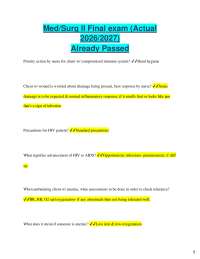 Medical-Surgical Nursing II Final Exam Review: Questions and Answers