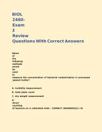 BIOL 2460- Exam 3 Review Questions With Correct Answers