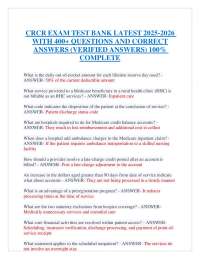 CRCR Exam Test Bank 2025-2026: 400+ Questions and Verified Answers