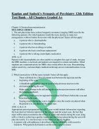 Psychiatry Test Bank: Kaplan and Sadock's Synopsis - Chapters 1-3