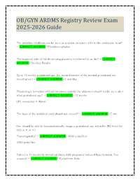OB/GYN ARDMS Registry Review Exam 2025-2026 Guide