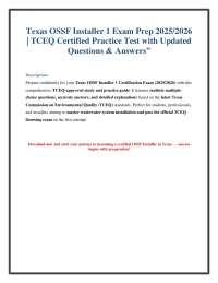 Texas OSSF Installer 1 Practice Test 2025/2026 – TCEQ Licensed Installer Exam Prep Quiz