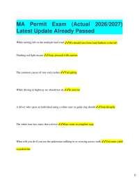 MA Permit Exam Questions and Answers 2026/2027