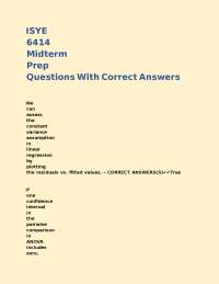 Linear Regression Midterm Prep Questions with Correct Answers