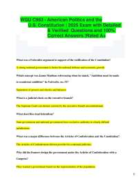 American Politics and the U.S. Constitution Exam Questions