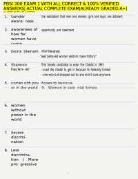 PBSI 300 Exam 1: Gender Studies and Feminism