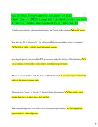 American Politics and U.S. Constitution Exam Questions and Answers