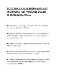 BIOTECHNOLOGICAL INSTRUMENTS AND TECHNIQUES TEST PAPER 2026 SOLVED QUESTIONS GRADED A+