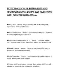 BIOTECHNOLOGICAL INSTRUMENTS AND TECHNIQUES EXAM SCRIPT 2026 QUESTIONS WITH SOLUTIONS GR