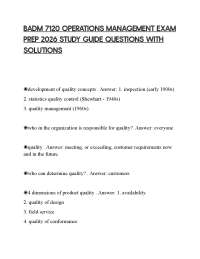 BADM 7120 OPERATIONS MANAGEMENT EXAM PREP 2026 STUDY GUIDE QUESTIONS WITH SOLUTIONS
