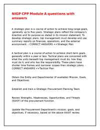 Strategic Planning Questions and Answers