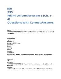 Management Information Systems (MIS) Exam 1 Questions and Answers