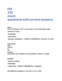 Information Systems Exam Questions with Answers
