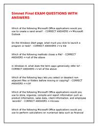 Simnet Final EXAM QUESTIONS WITH ANSWERS