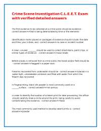 Crime Scene Investigation C.L.E.E.T. Exam with Verified Answers
