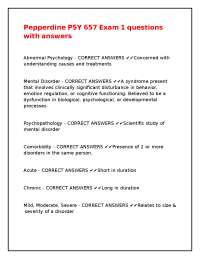 Abnormal Psychology Exam Questions and Answers