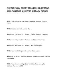 CSE 110 EXAM SCRIPT 2026 FULL QUESTIONS AND CORRECT ANSWERS ALREADY PASSED