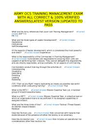 Army OCS Training Management Exam: Questions and Answers