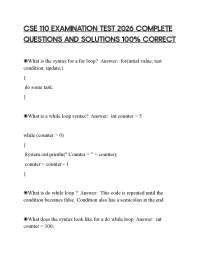 CSE 110 EXAMINATION TEST 2026 COMPLETE QUESTIONS AND SOLUTIONS 100% CORRECT