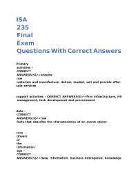 Information Systems Analysis Final Exam Questions with Answers