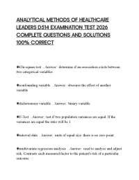 ANALYTICAL METHODS OF HEALTHCARE LEADERS D514 EXAMINATION TEST 2026 COMPLETE QUESTIONS AND