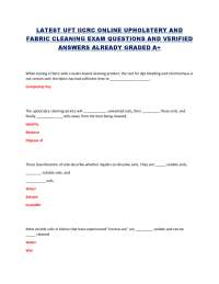 Upholstery and Fabric Cleaning Exam Questions and Answers