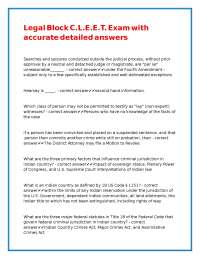 Legal C.L.E.E.T. Exam Questions and Answers: Searches, Seizures, and Court Procedures