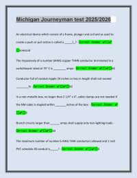 Michigan Journeyman Electrician Exam Questions and Answers 2025/2026