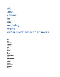 Insurance Claims Exam Questions with Answers