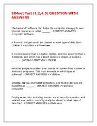 SIMnet Test (1,2,4,5) QUESTION WITH ANSWERS