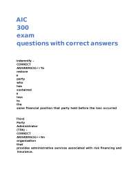 Insurance Exam Questions with Correct Answers